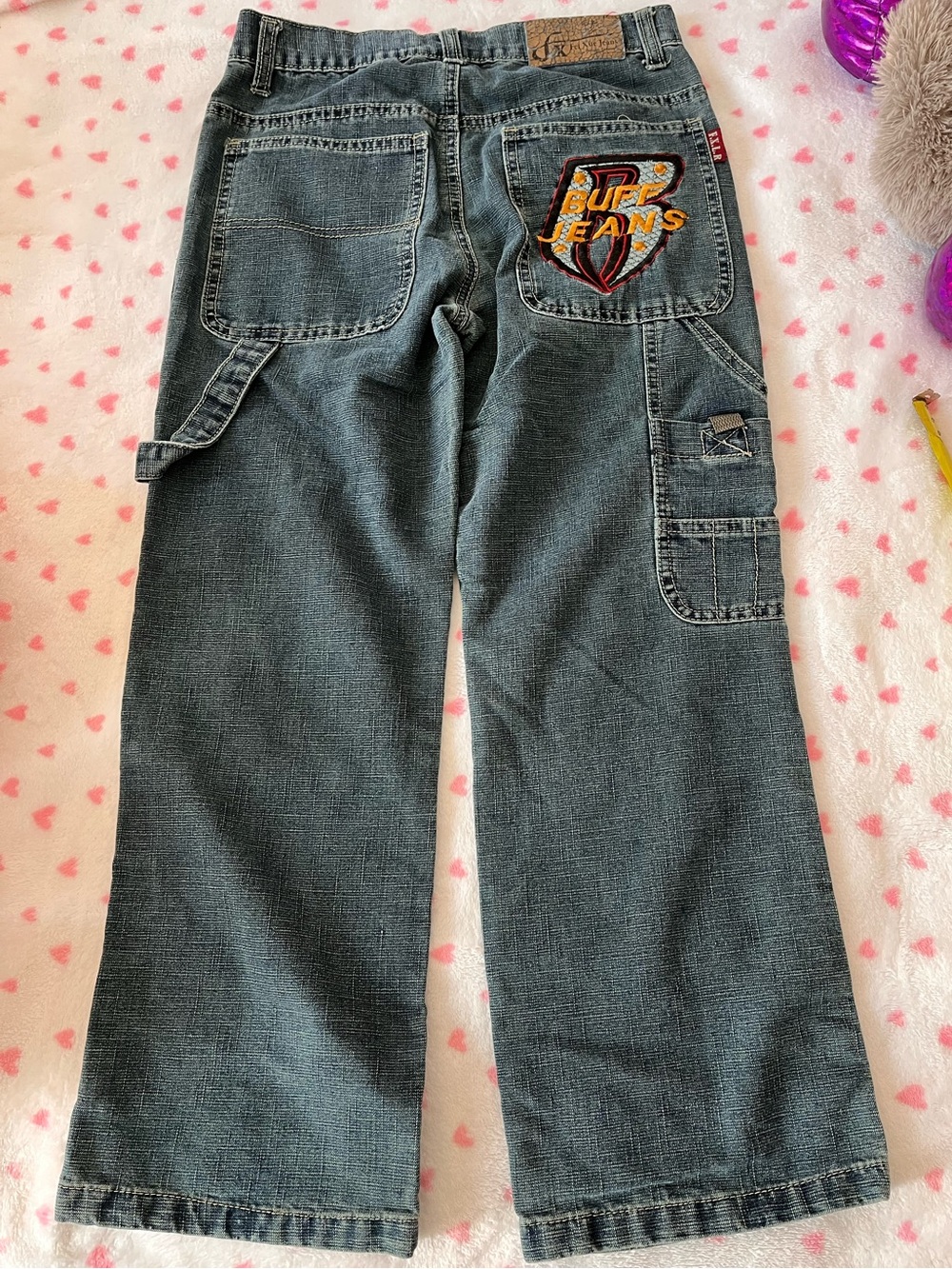 Kids Carpenter-Style Jeans in Dark Wash with Patch Detail
